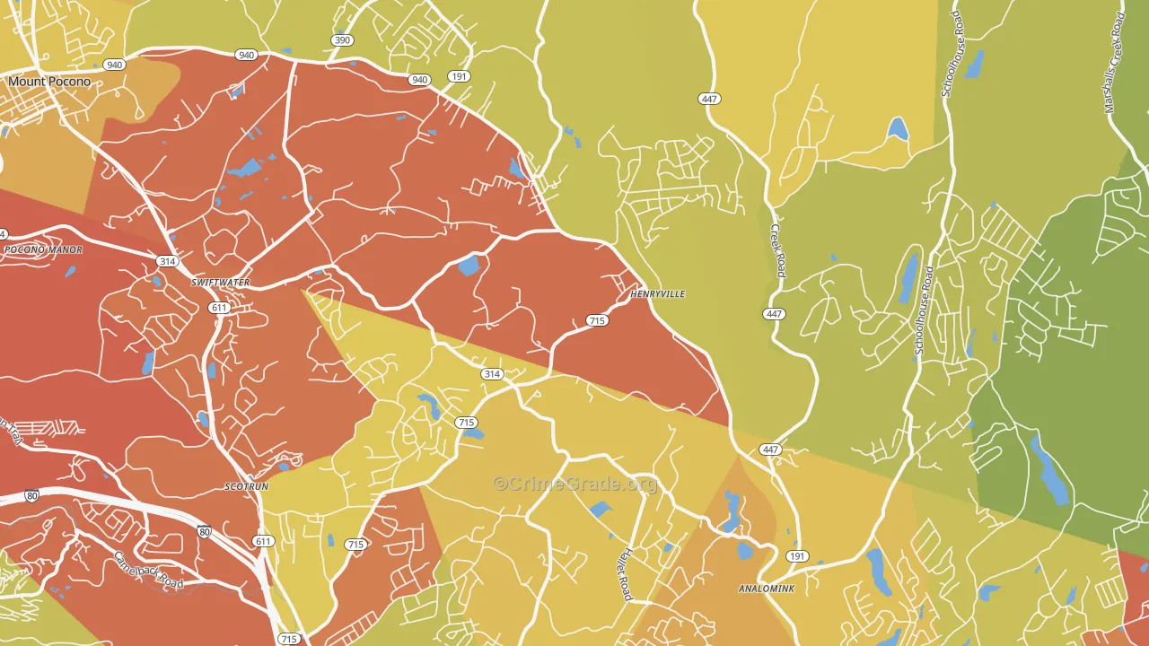 Henryville, PA Map of Vandalism Rates