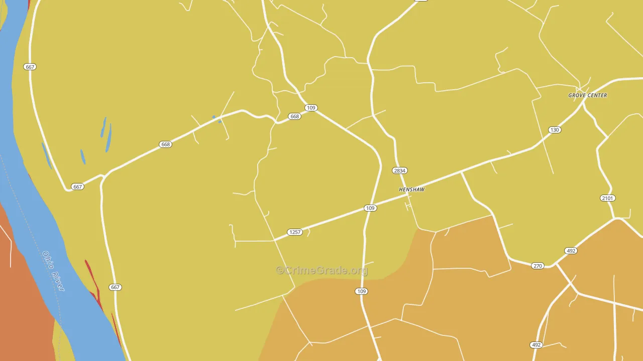 Henshaw, KY Map of Vandalism Rates