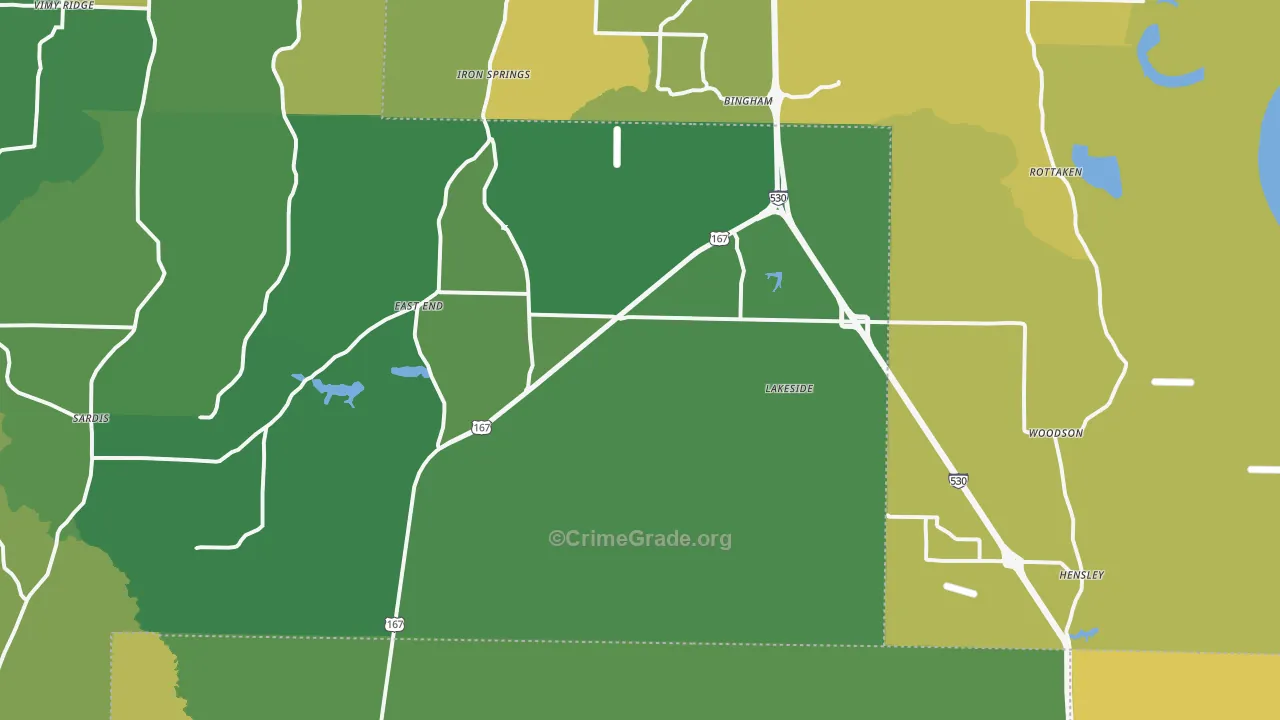 Hensley, AR Map of Vandalism Rates
