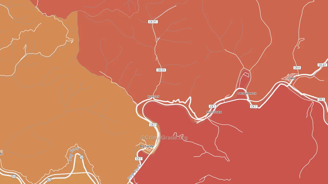 Hensley, WV Map of Vandalism Rates