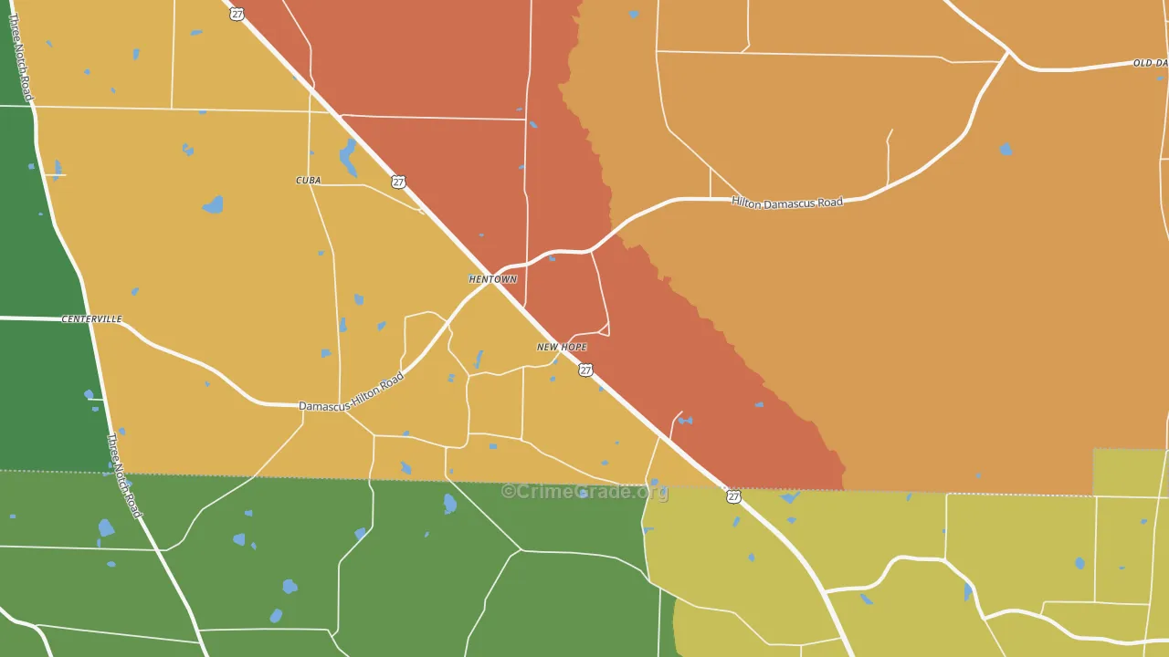 Hentown, GA Map of Vandalism Rates