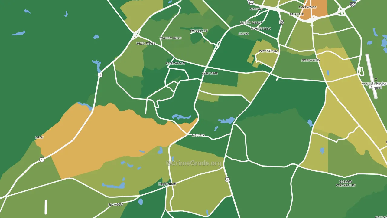 Hephzibah, GA Map of Vandalism Rates