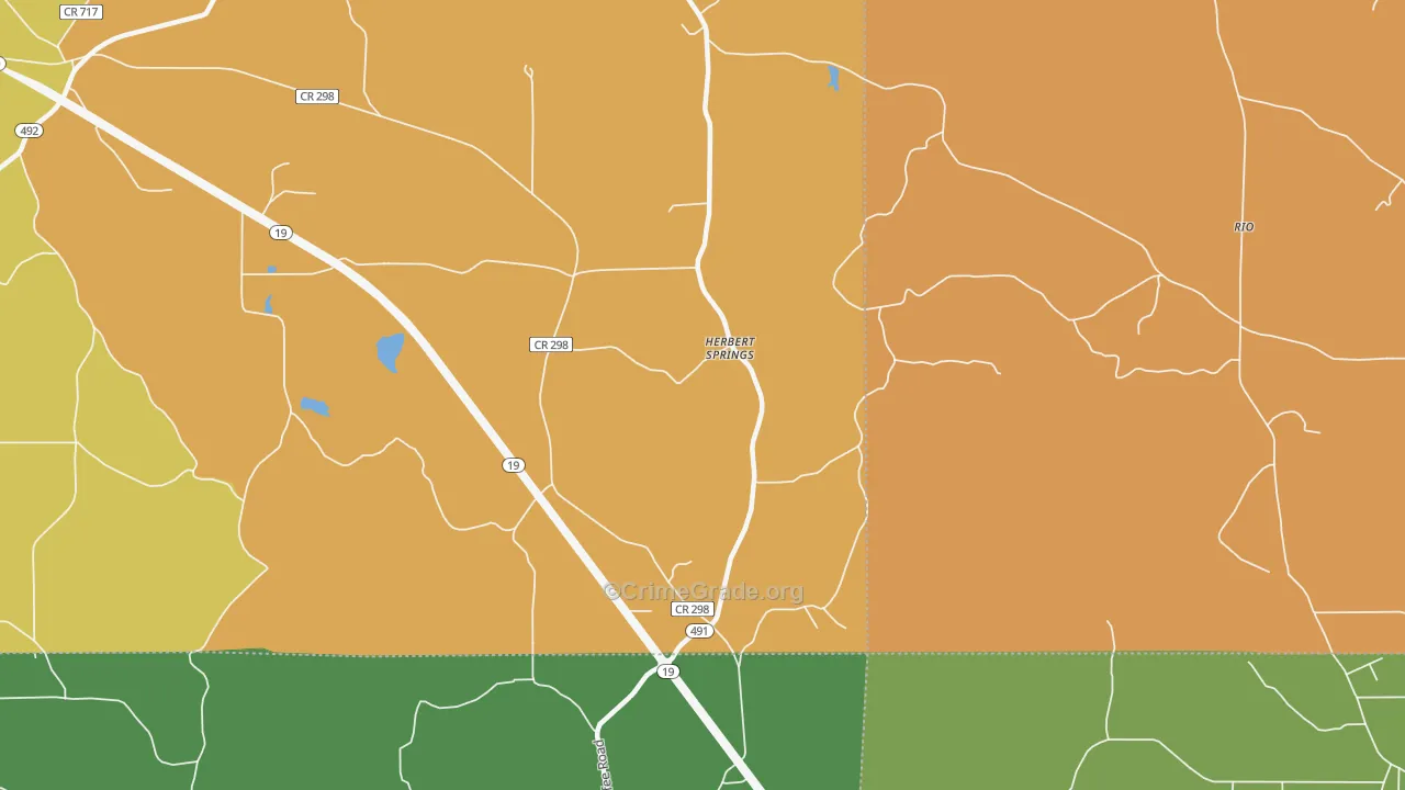 Herbert Springs, MS Map of Vandalism Rates