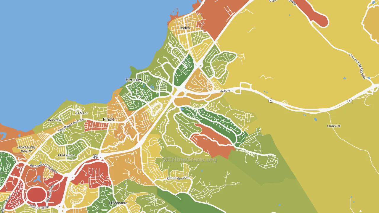 Hercules, CA Map of Vandalism Rates