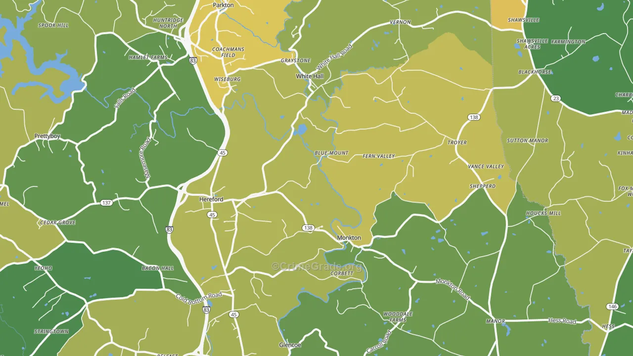 Hereford, MD Map of Vandalism Rates