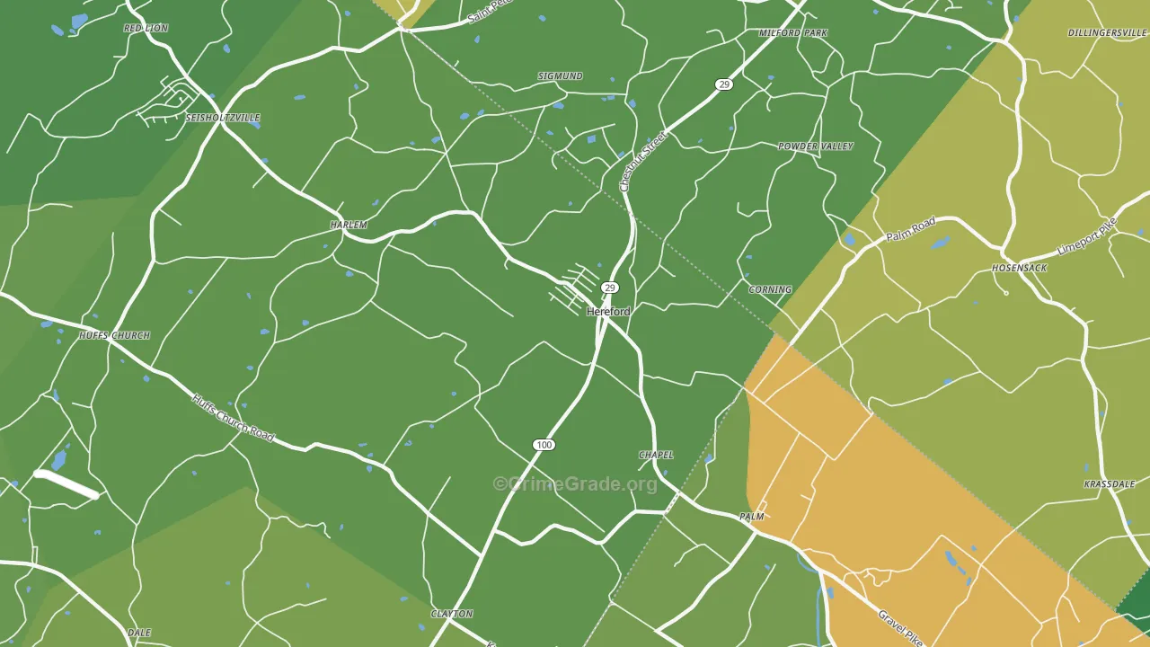 Hereford, PA Map of Vandalism Rates