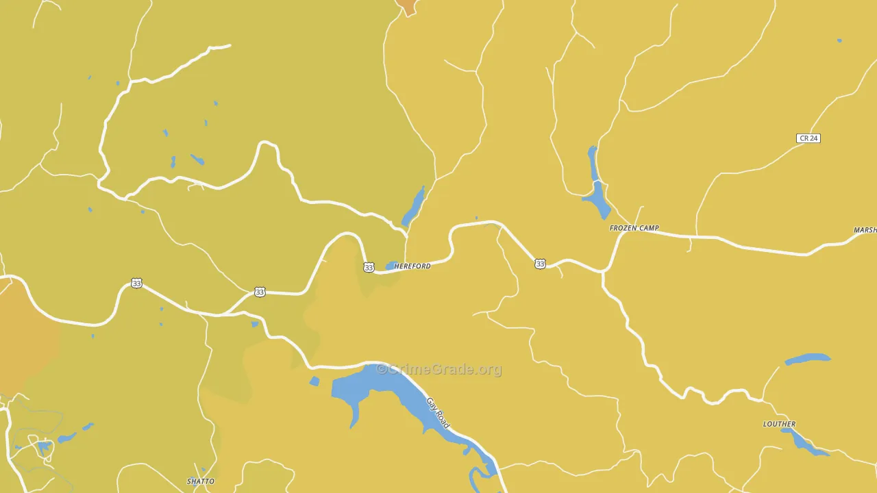Hereford, WV Map of Vandalism Rates