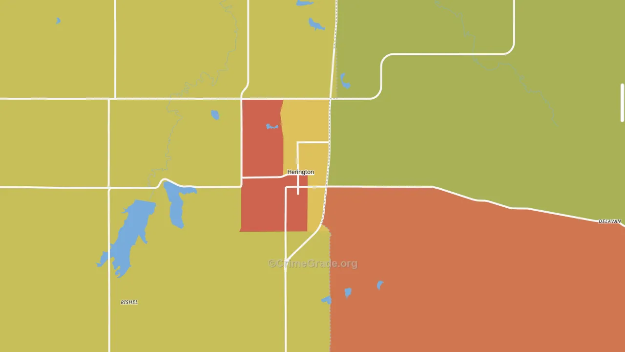 Herington, KS Map of Vandalism Rates