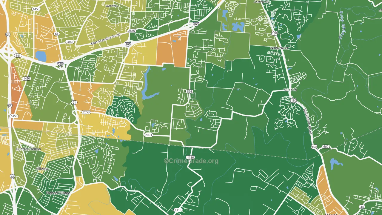 Heritage Creek, KY Map of Vandalism Rates