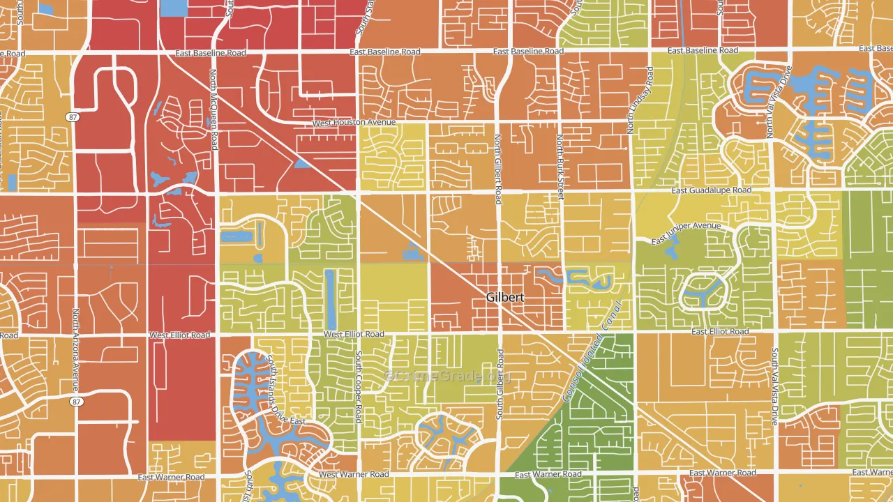 Heritage District, Gilbert, AZ Map of Vandalism Rates