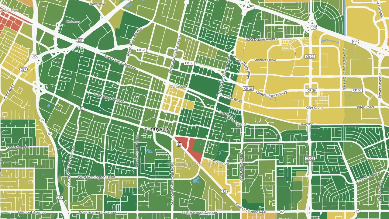 Heritage District, Sunnyvale, CA Map of Vandalism Rates