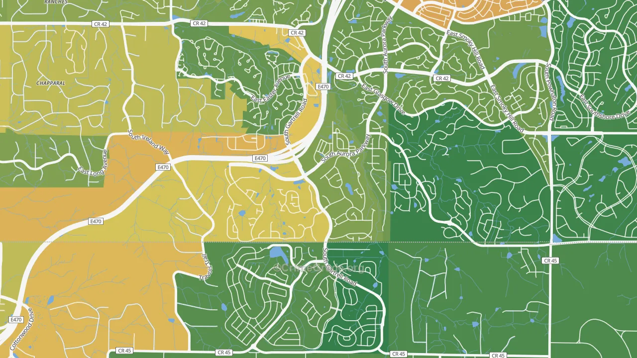 Heritage Eagle Bend, Aurora, CO Map of Vandalism Rates