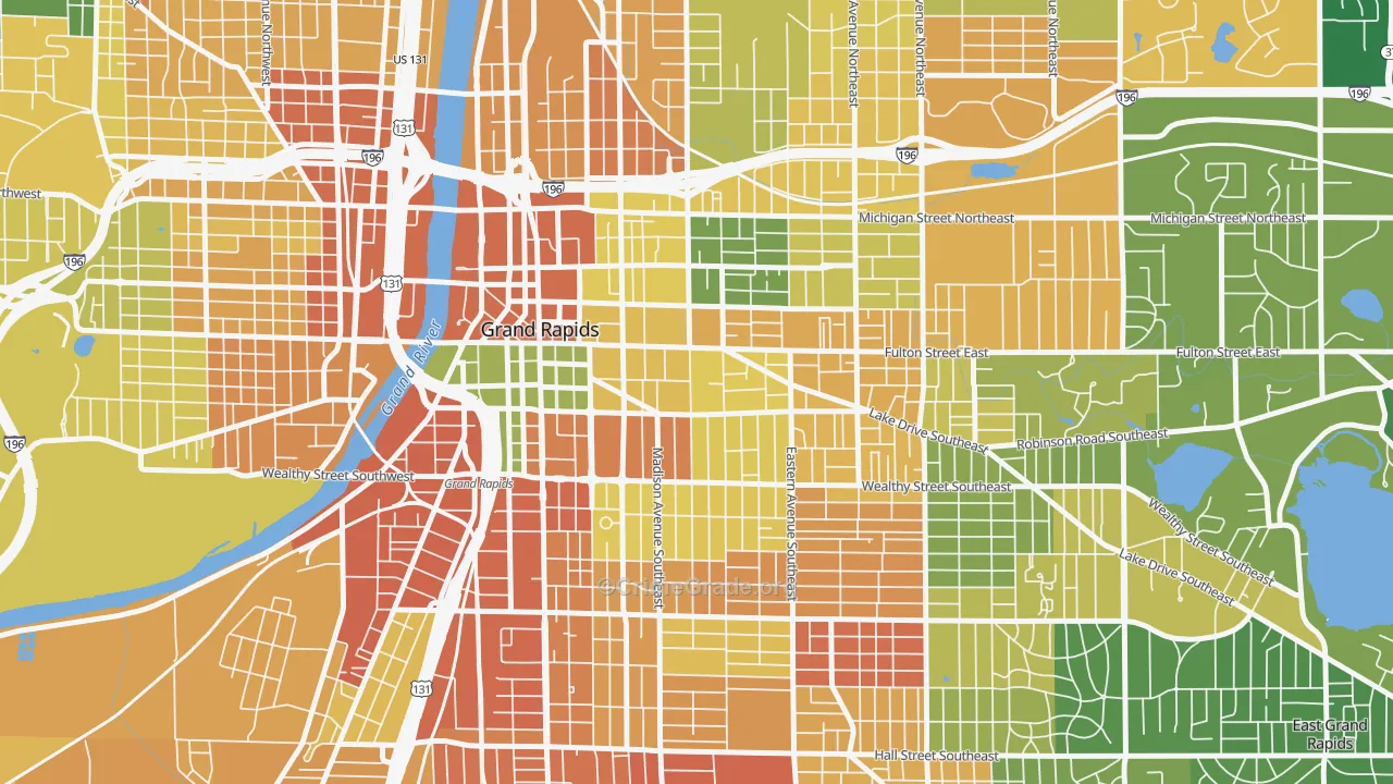 Heritage Hill, Grand Rapids, MI Map of Vandalism Rates