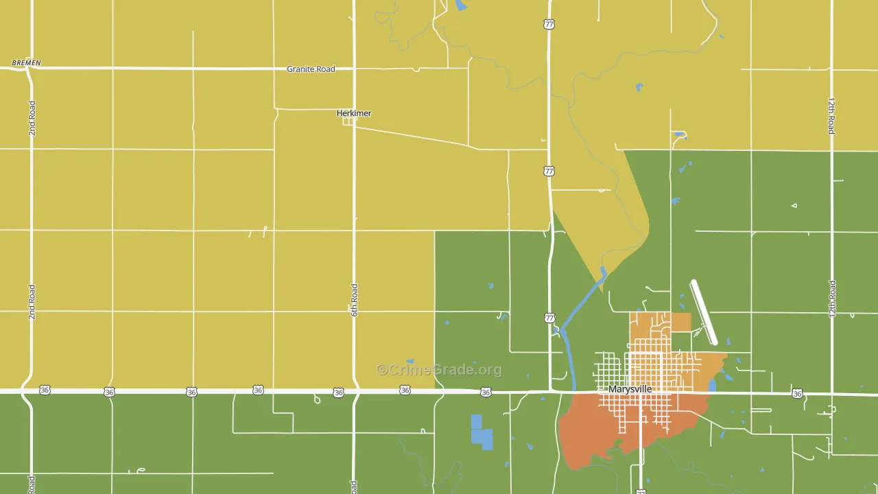 Herkimer, KS Map of Vandalism Rates