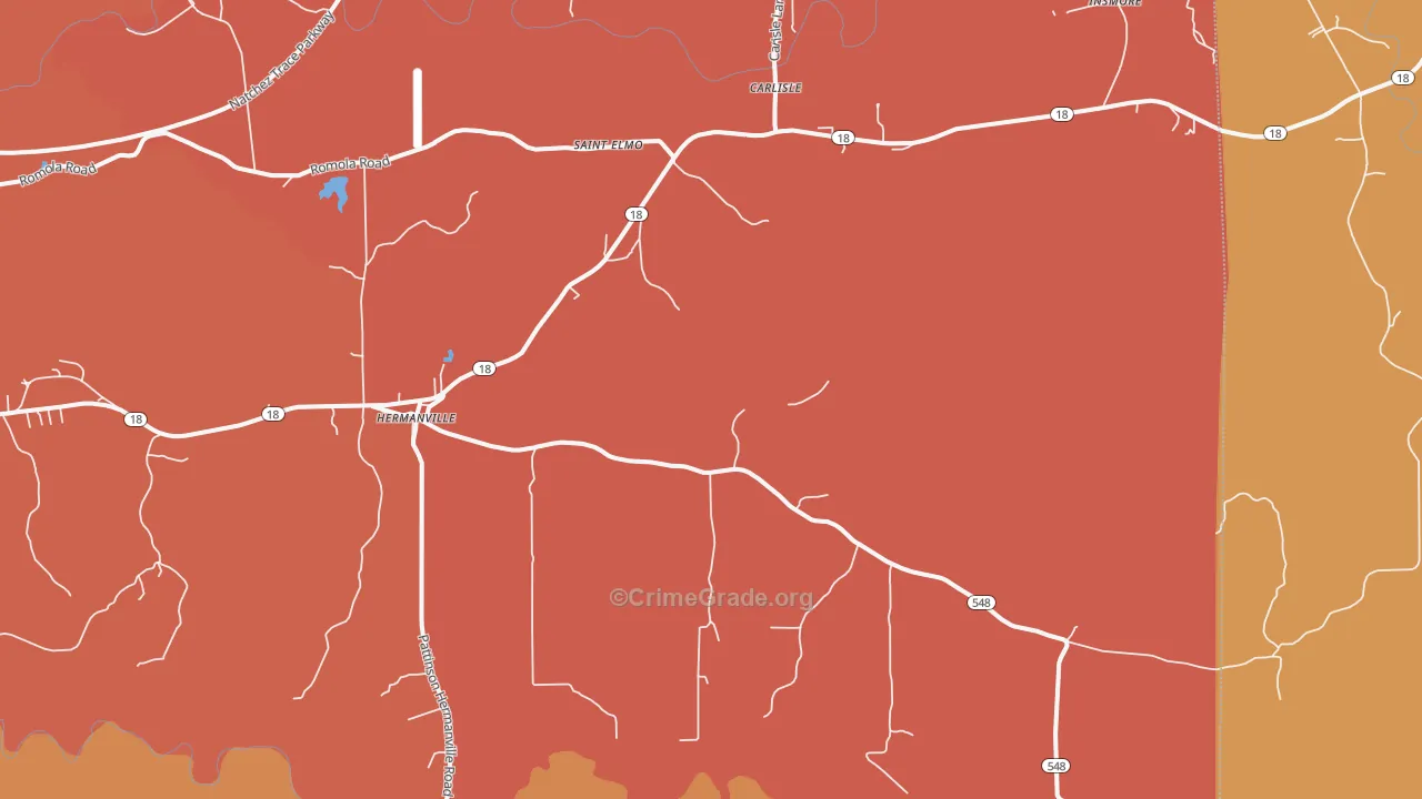 Hermanville, MS Map of Vandalism Rates