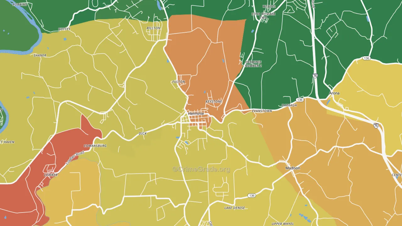 Herminie, PA Map of Vandalism Rates