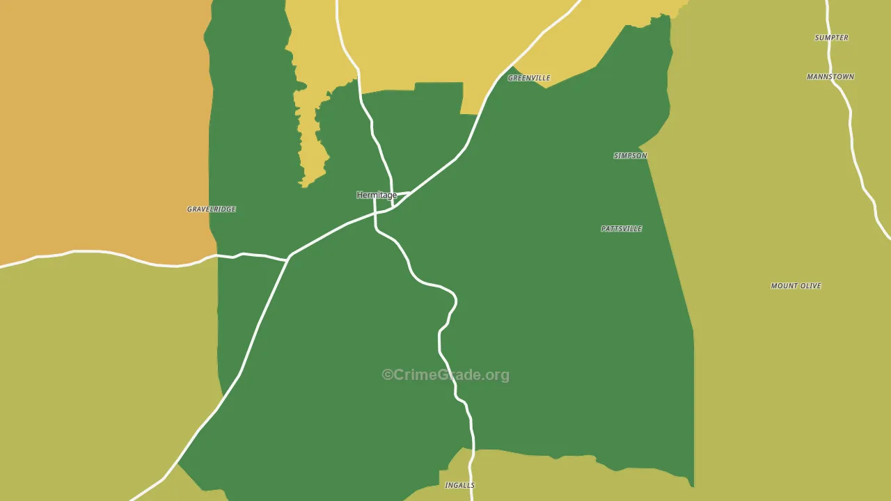 Hermitage, AR Map of Vandalism Rates