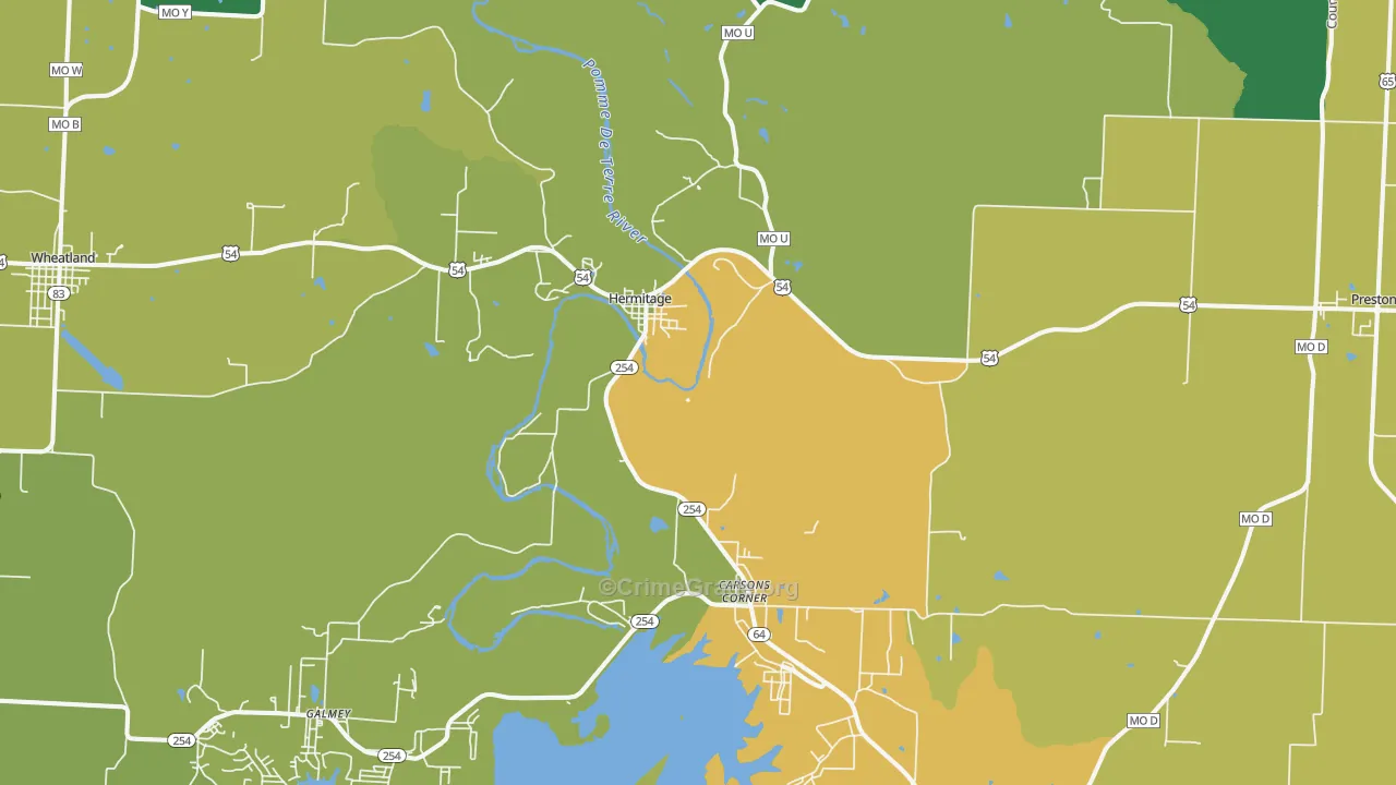 Hermitage, MO Map of Vandalism Rates