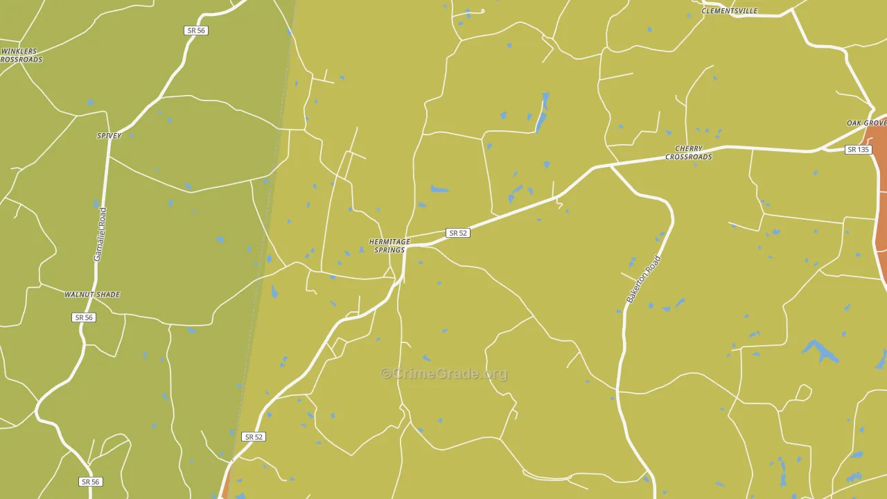 Hermitage Springs, TN Map of Vandalism Rates