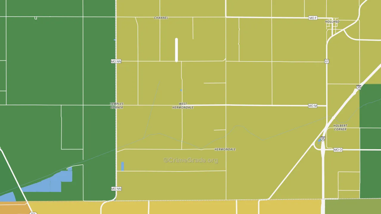 Hermondale, MO Map of Vandalism Rates