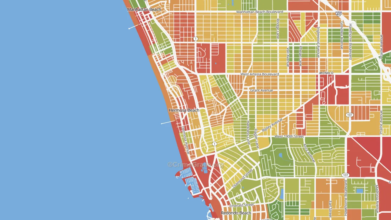 Hermosa Beach, CA Map of Vandalism Rates