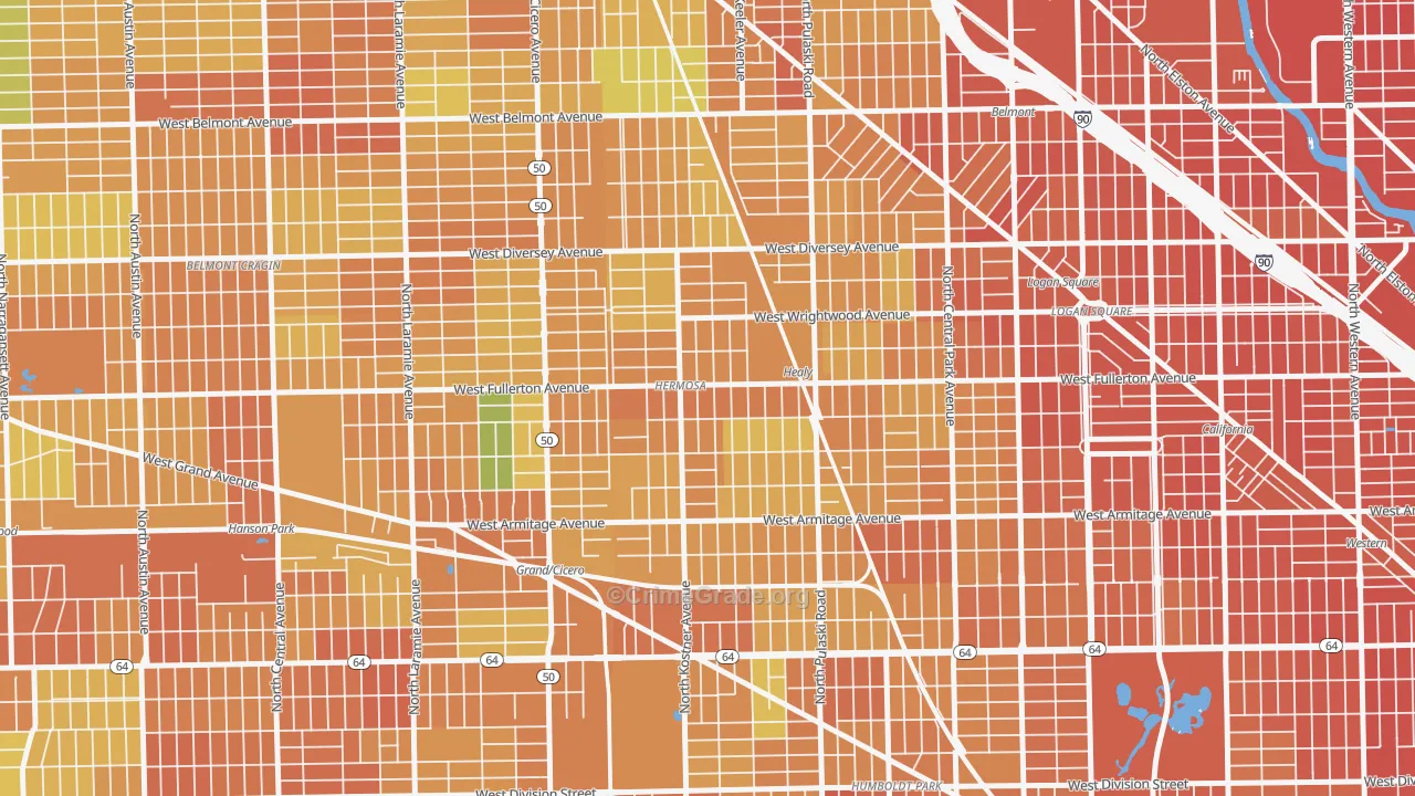Hermosa, Chicago, IL Map of Vandalism Rates