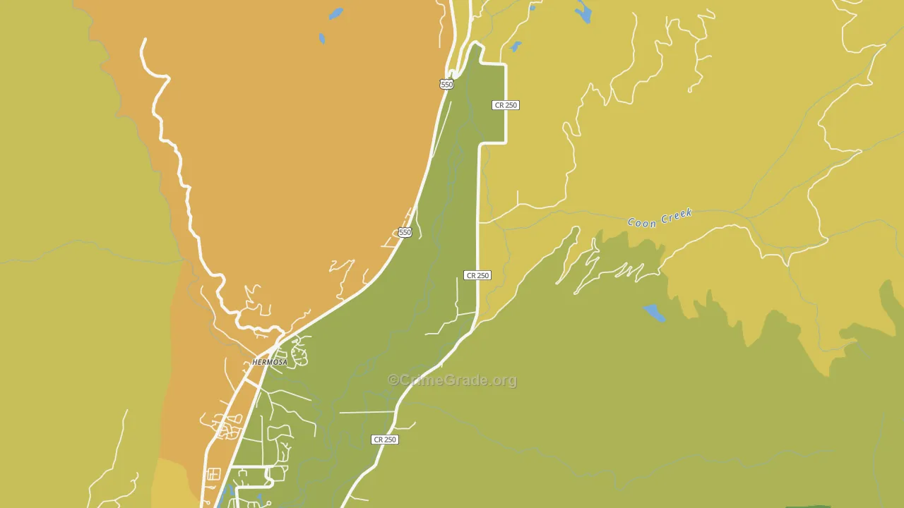 Hermosa, CO Map of Vandalism Rates