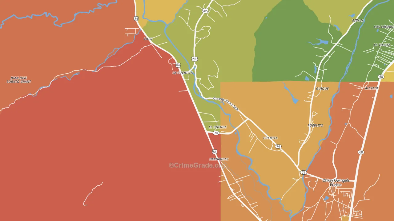 Hernandez, NM Map of Vandalism Rates