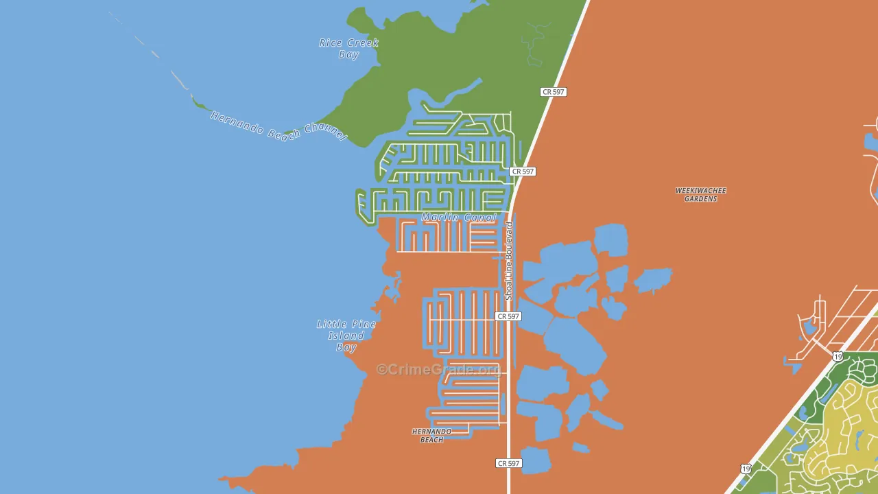 Hernando Beach, FL Map of Vandalism Rates