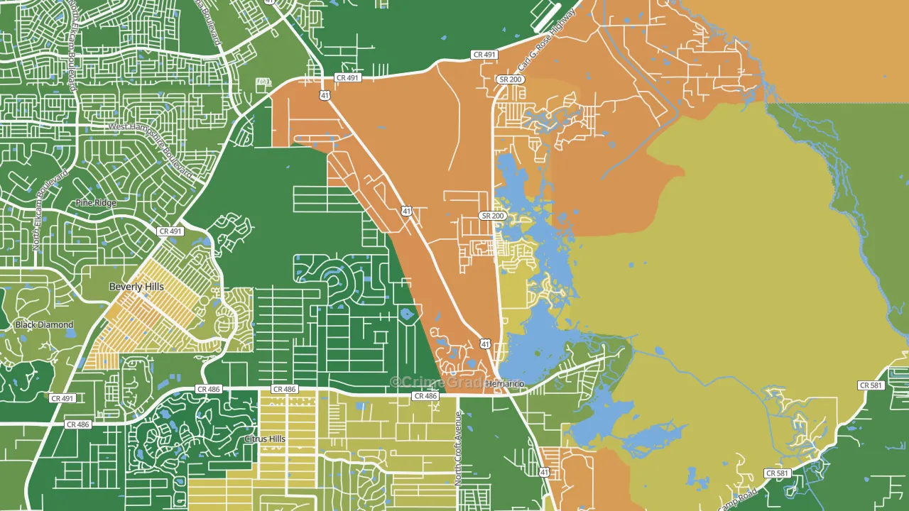 Hernando, FL Map of Vandalism Rates