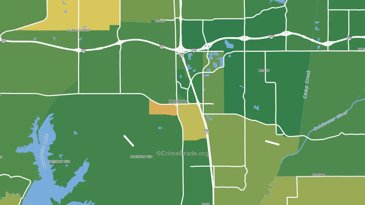 Hernando, MS Map of Vandalism Rates
