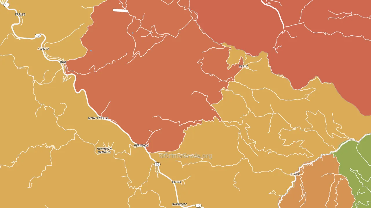 Herndon, WV Map of Vandalism Rates