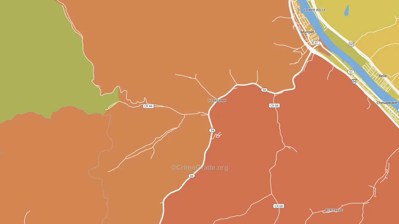 Hernshaw, WV Map of Vandalism Rates