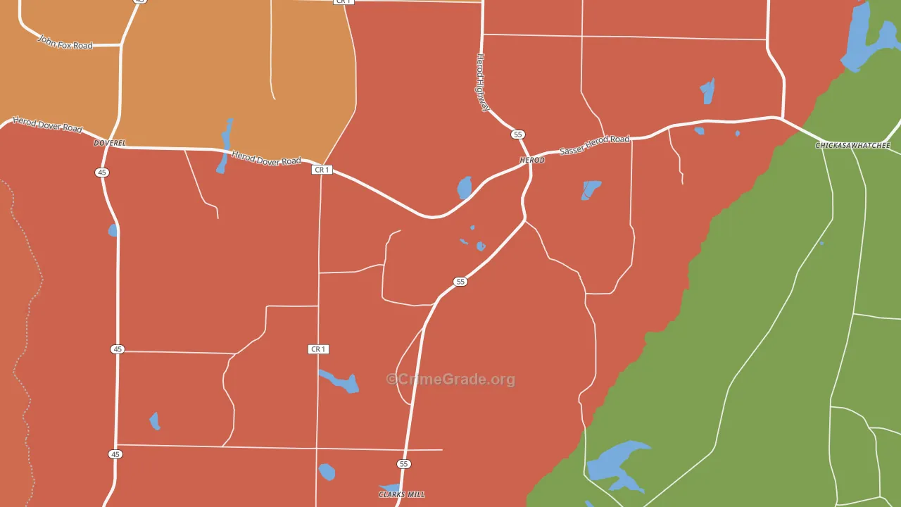 Herod, GA Map of Vandalism Rates