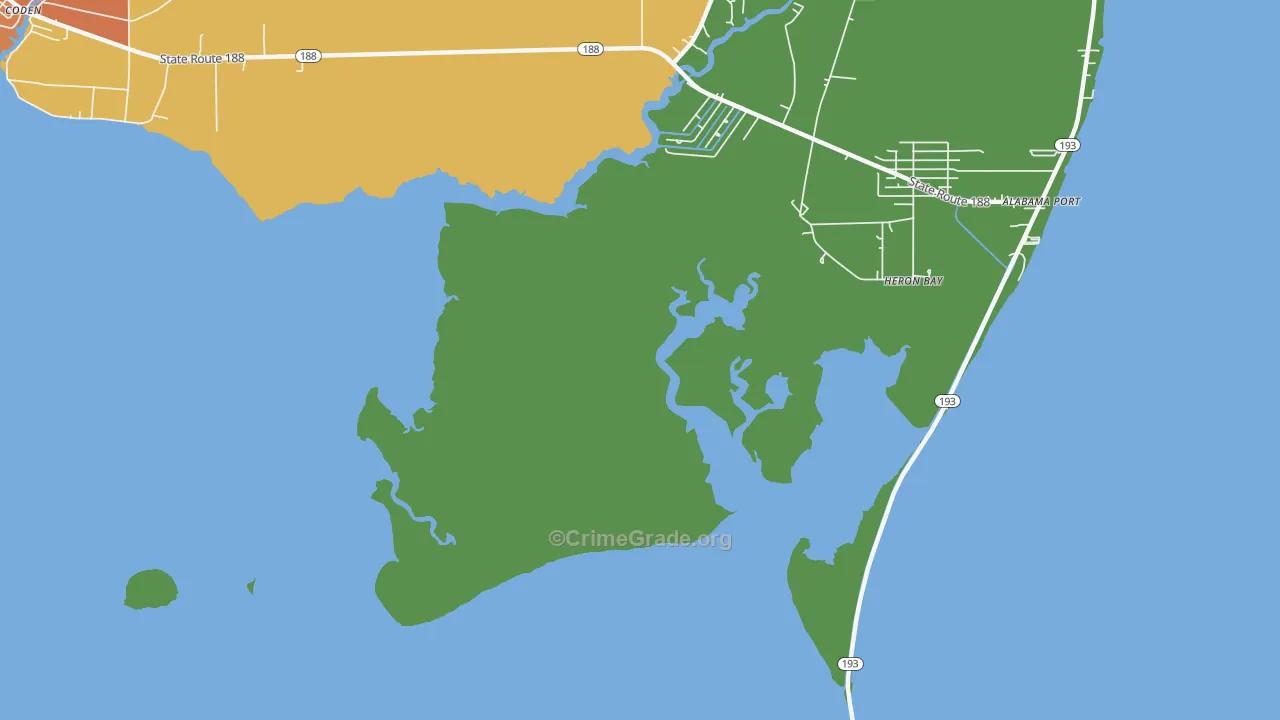 Heron Bay, AL Map of Vandalism Rates