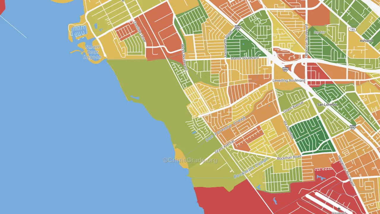 Heron Bay, San Leandro, CA Map of Vandalism Rates