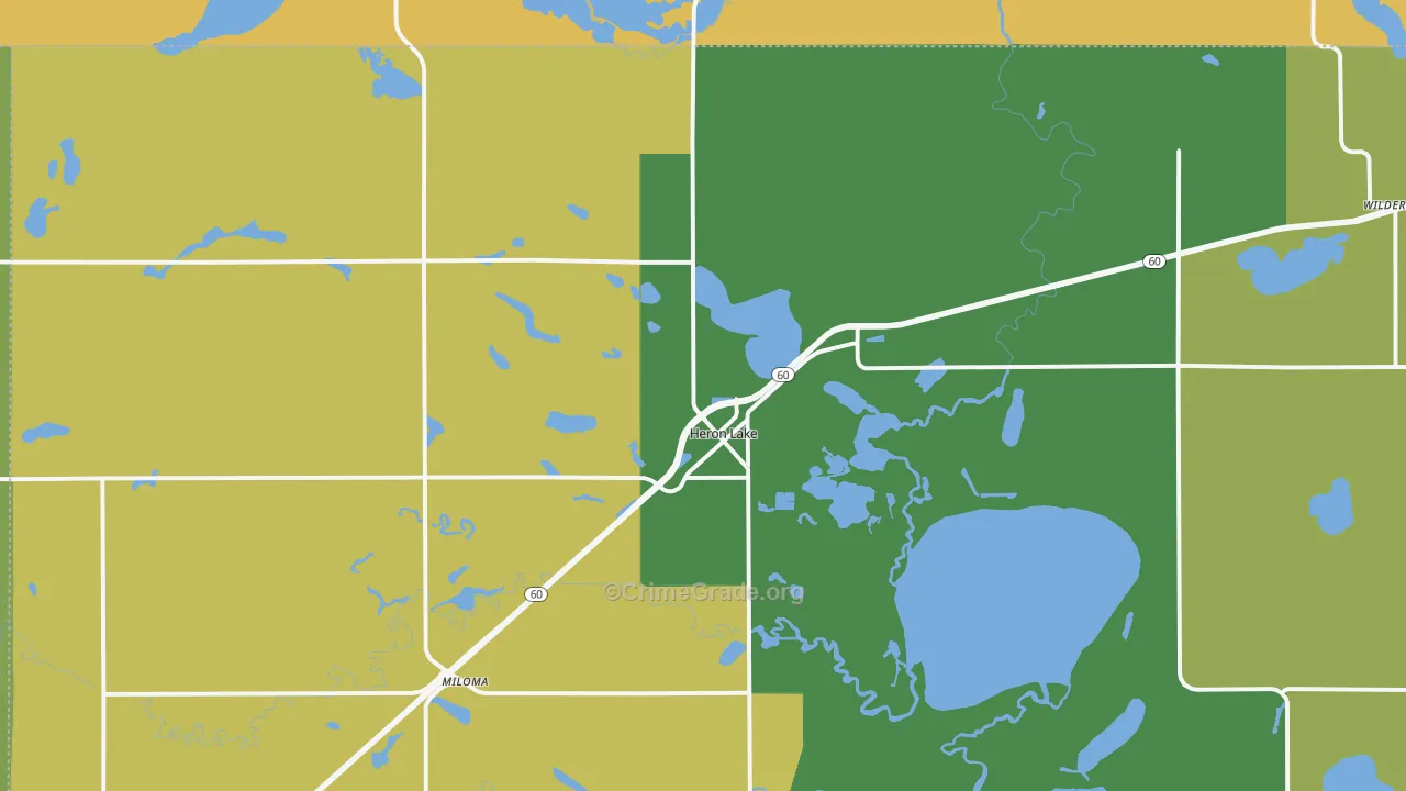 Heron Lake, MN Map of Vandalism Rates