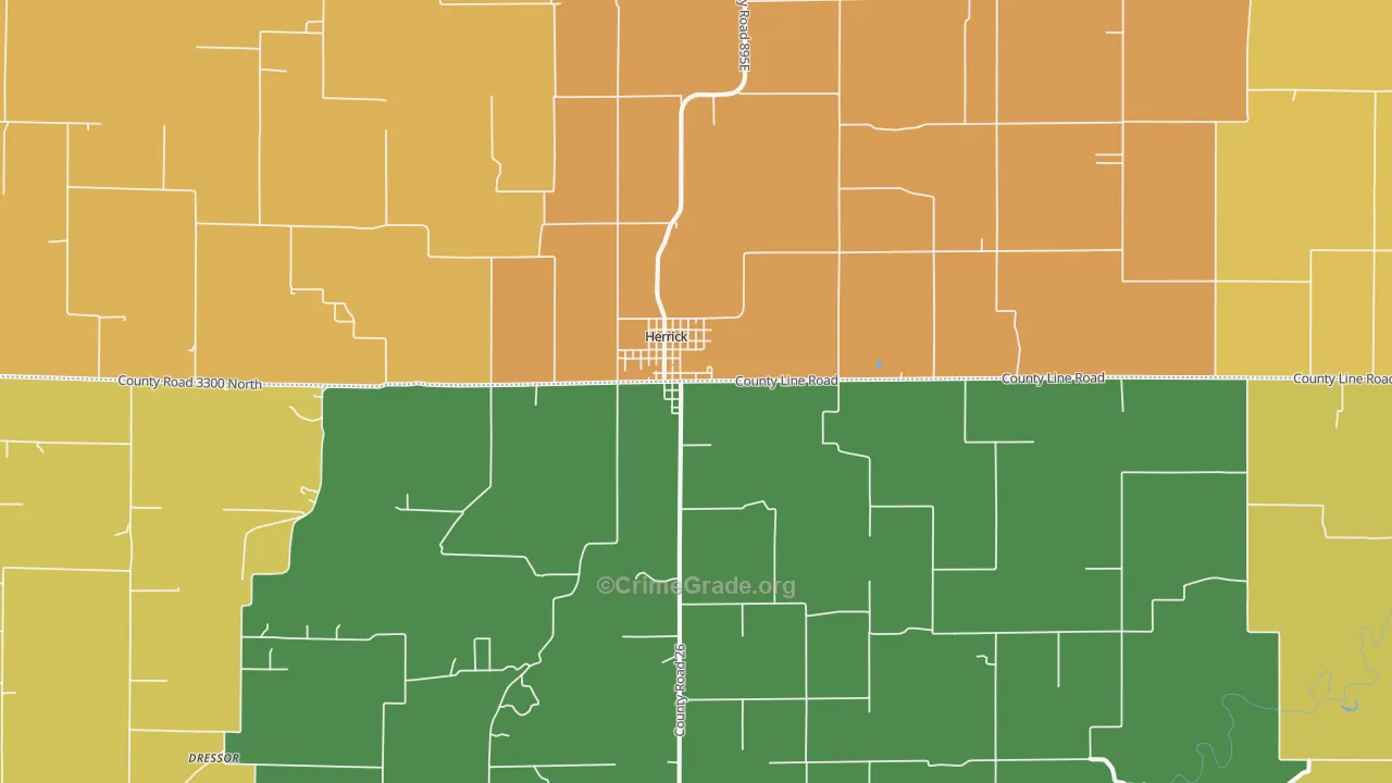 Herrick, IL Map of Vandalism Rates