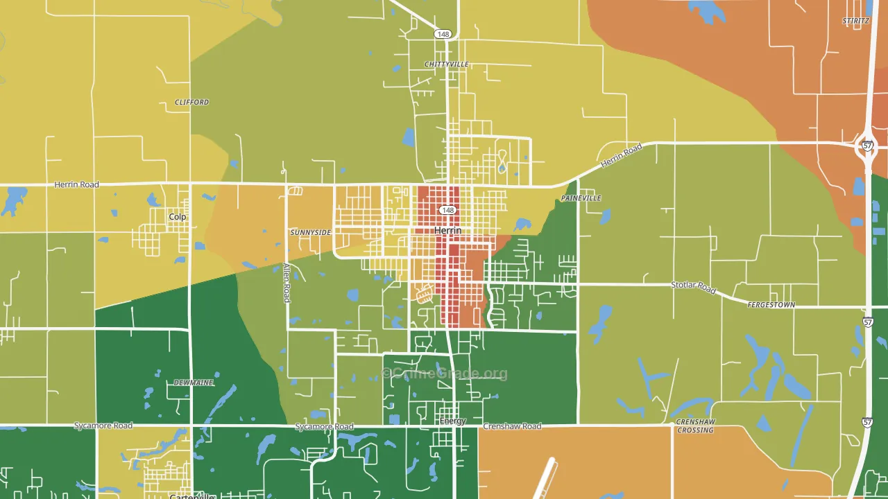 Herrin, IL Map of Vandalism Rates