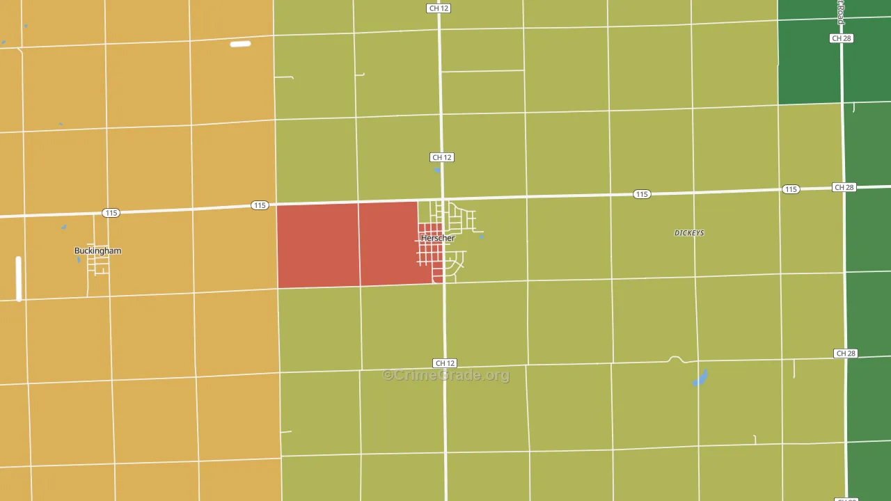 Herscher, IL Map of Vandalism Rates