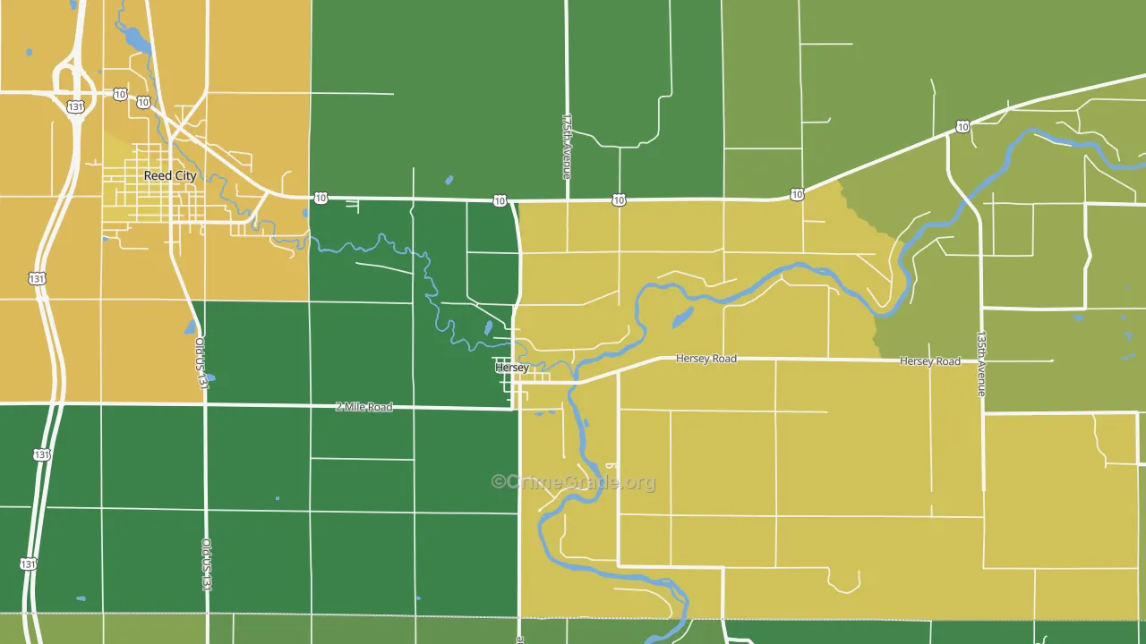 Hersey, MI Map of Vandalism Rates