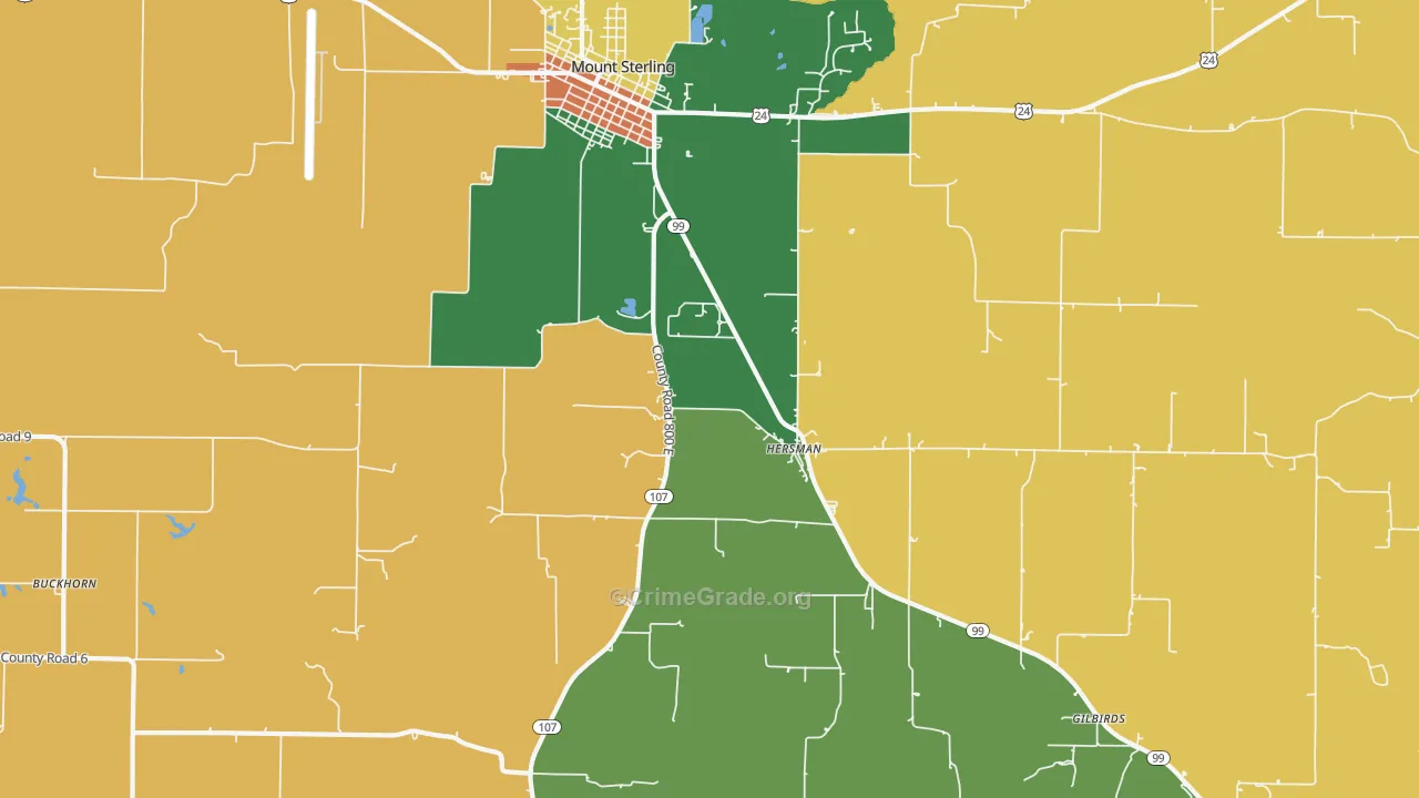 Hersman, IL Map of Vandalism Rates