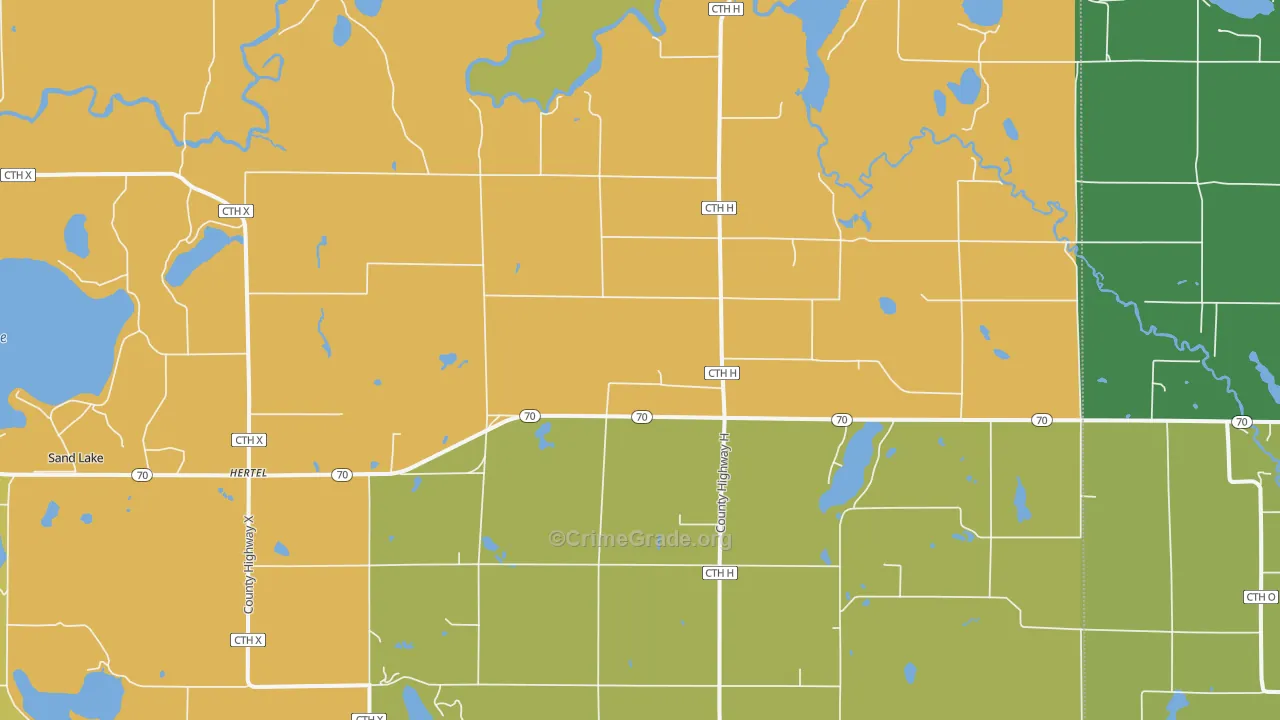 Hertel, WI Map of Vandalism Rates