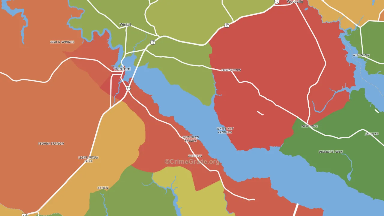 Hertford, NC Map of Vandalism Rates