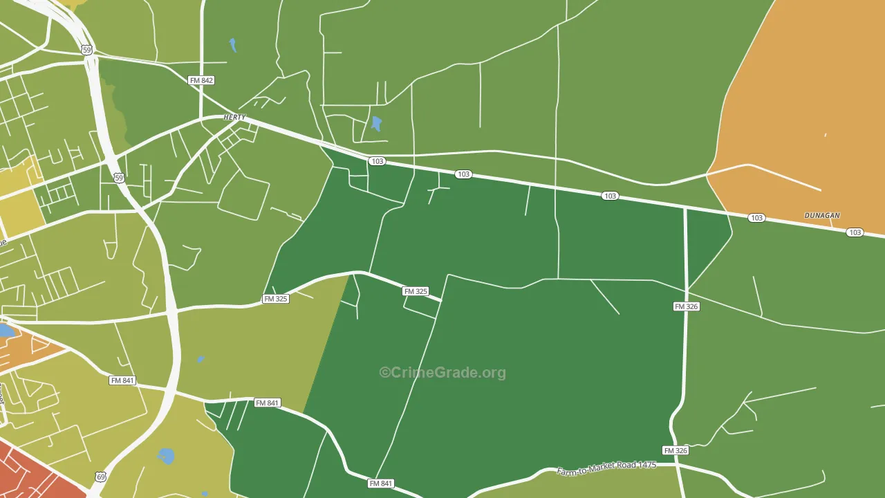 Herty, TX Map of Vandalism Rates