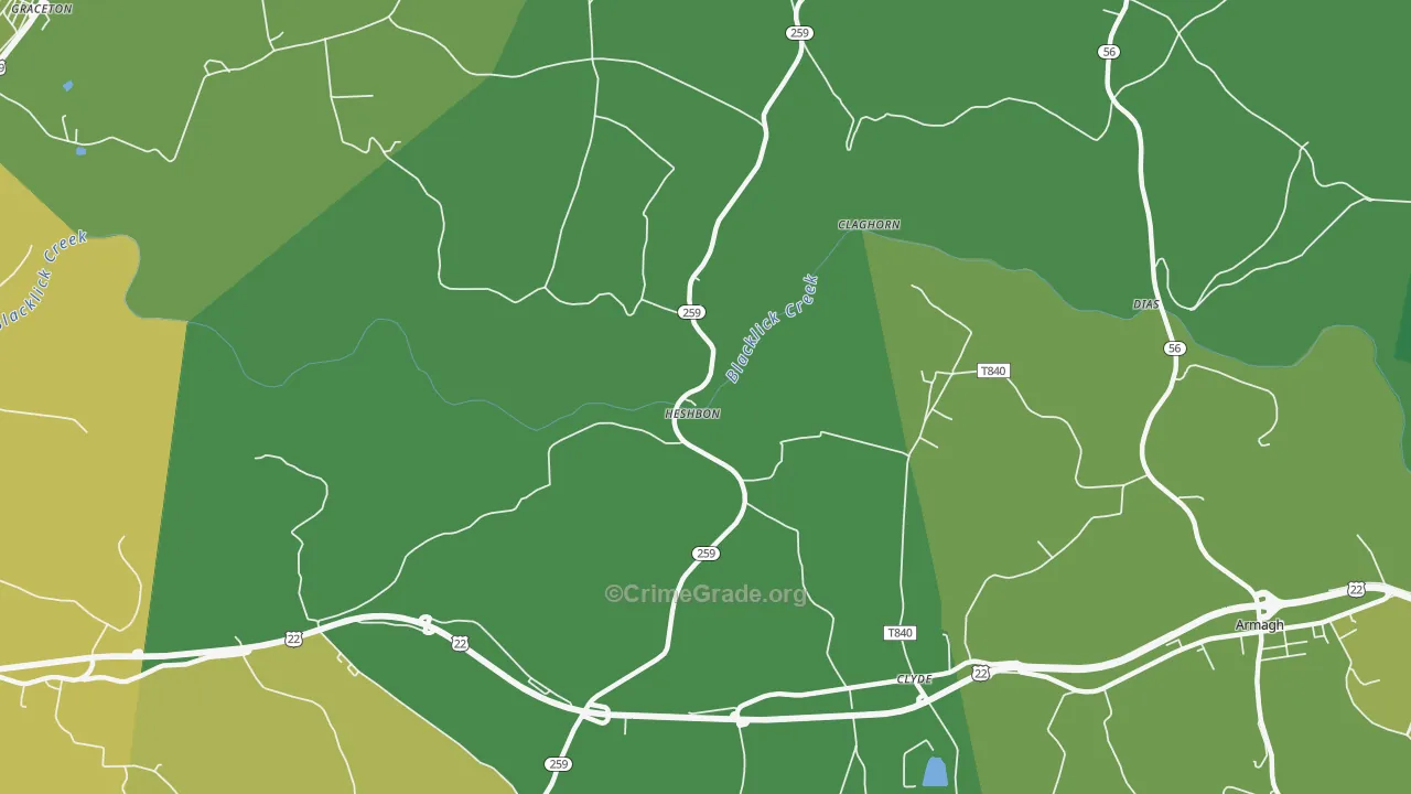 Heshbon, PA Map of Vandalism Rates