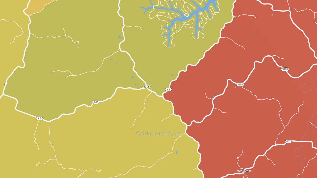 Hesler, KY Map of Vandalism Rates