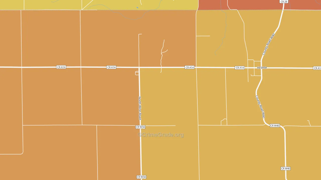 Hesper, IA Map of Vandalism Rates