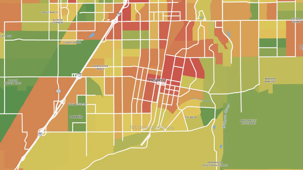 Hesperia, CA Map of Vandalism Rates