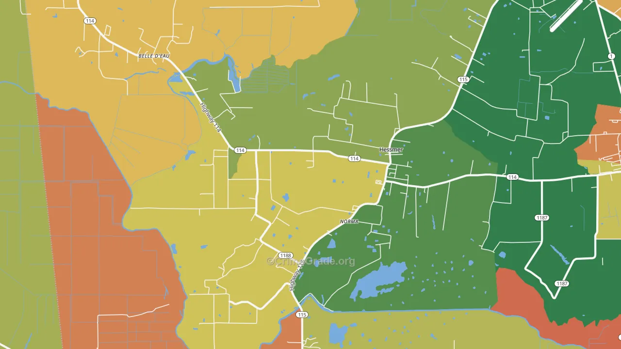 Hessmer, LA Map of Vandalism Rates